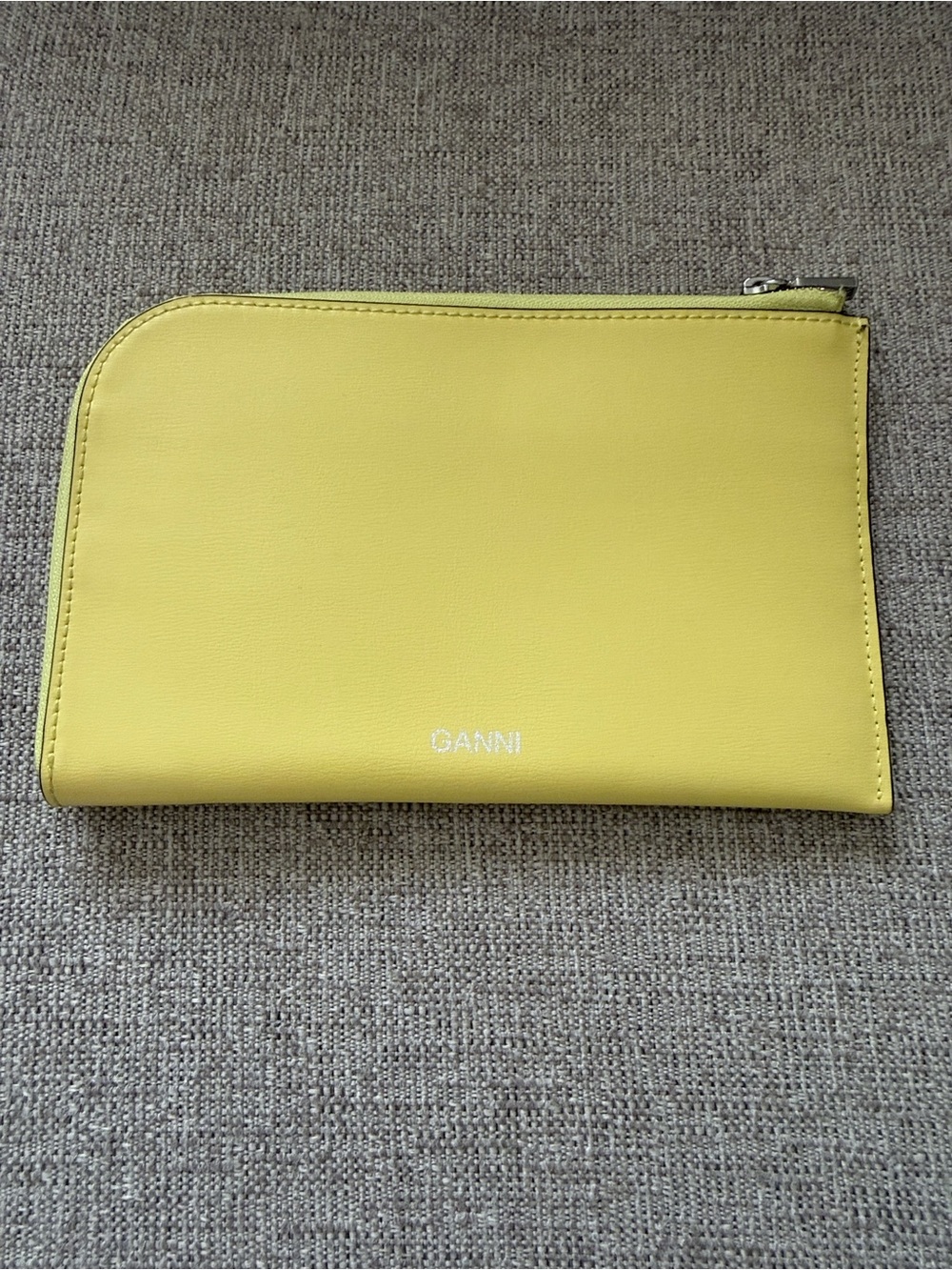 Authentic GANNI Yellow Textured Leather Wallet Clutch Like New